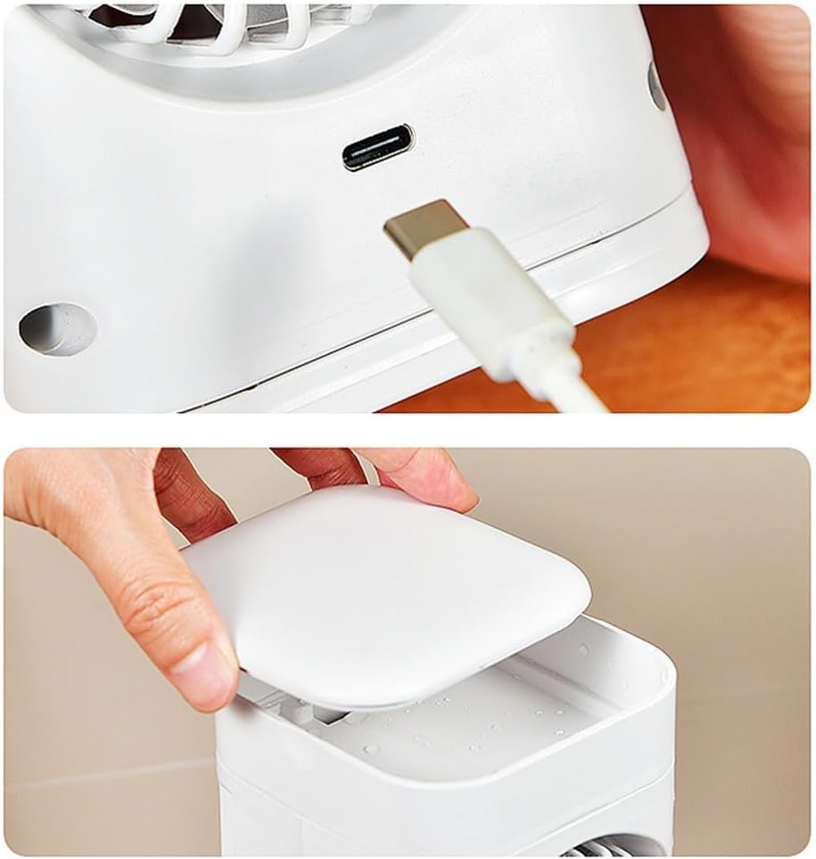 HpLive Refroidisseur D'air Portable - Mini Climatiseur D'été - 3 Vitesses - Ventilateur USB - Pour Bureau, Maison Et Bureau - Blanc - 3600 MAh