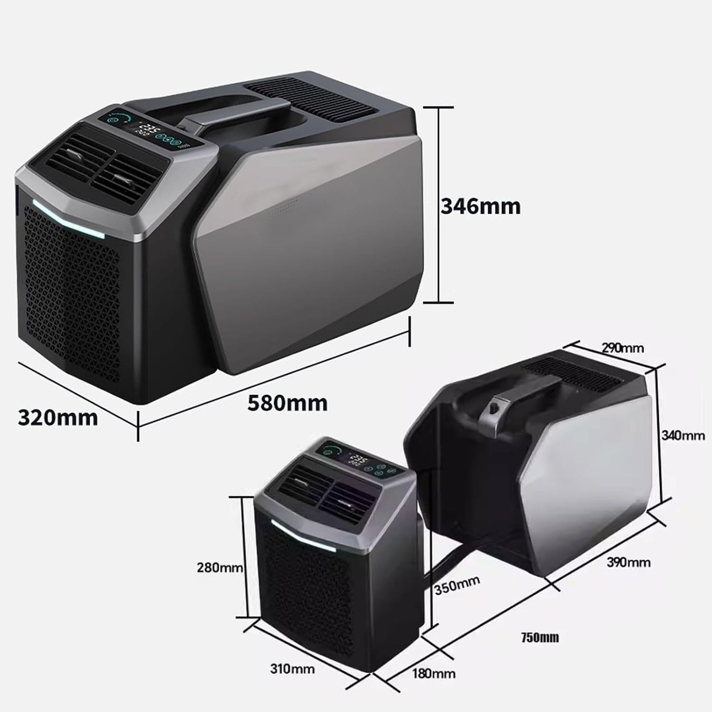 GENERIC Climatiseur Split Mobile 4 En 1 Rafraichisseur D'air Silencieux 3 Vitesses Zone De Couverture : 10 À 15 M² Aucun Assemblage Requis Pour Chambre,Cuisine,Bureau