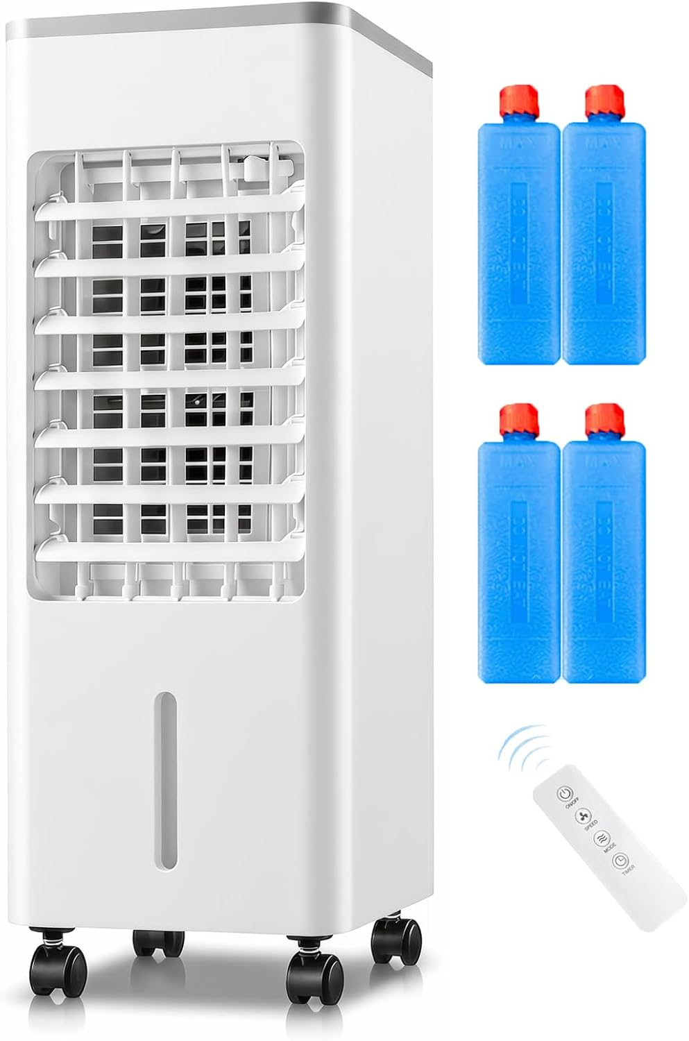 Climatiseur Mobile 4 En 12L Sans Tuyau D’Évacuation,Climatiseur Portable Silencieux Climatiseur,avec 4 Blocs Réfrigérants,3 Vitesses,Minuterie 12H,Humidificateur Télécommande,Salon,Bureau