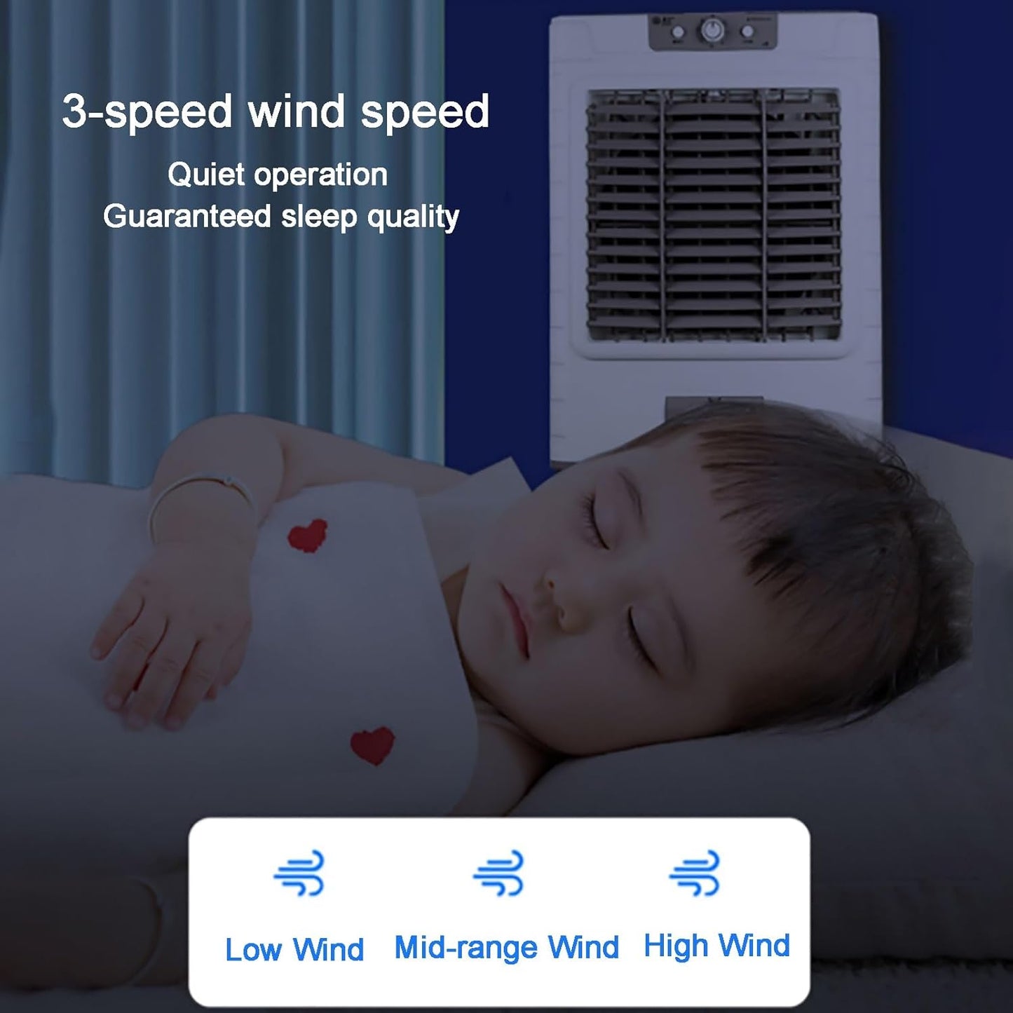 GENERIC Refroidisseur D'évaporation Portable à Haut Flux D'air, 3 Vitesses De Cristaux De Glace Pour Garage D'usine Grande Salle, Ventilateur De Refroidissement Mobile Avec Oscillation