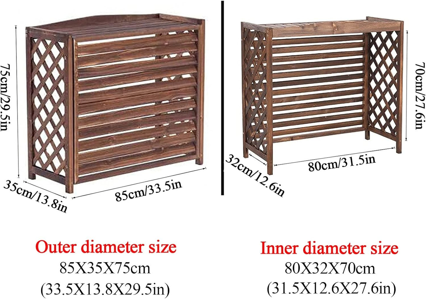 Housse De Protection Pour Climatiseur Extérieur, Unité De Condensation En Bois Durable, Pour Boîtier De Poubelle Autoportant, écran De Clôture Marron Pour Climatiseur