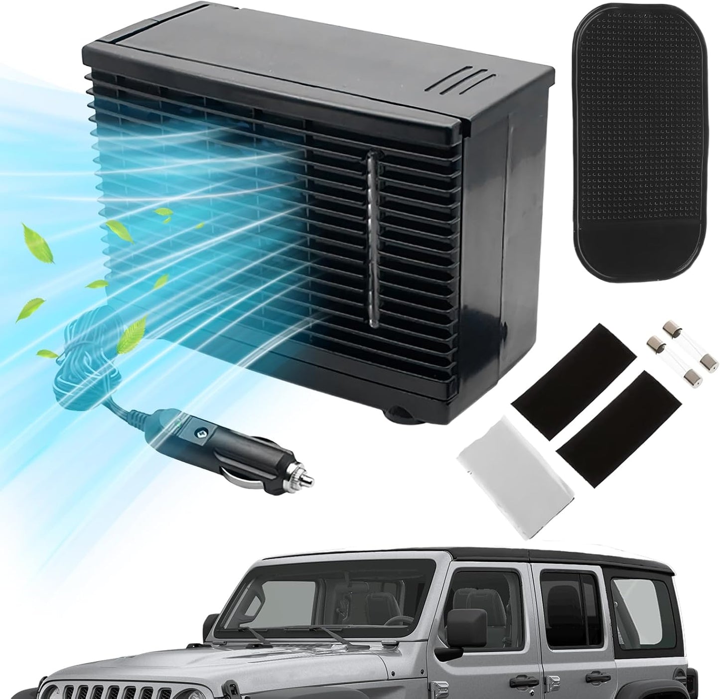 Ventilateur De Climatisation Portable Pour Voiture | Humidificateur Climatiseur Ventilateur Automobile,Rafraîchisseur D'Air Évaporatif 12V Pour Camion Camping-Car Voyage Sous-Sol Chambre Garage