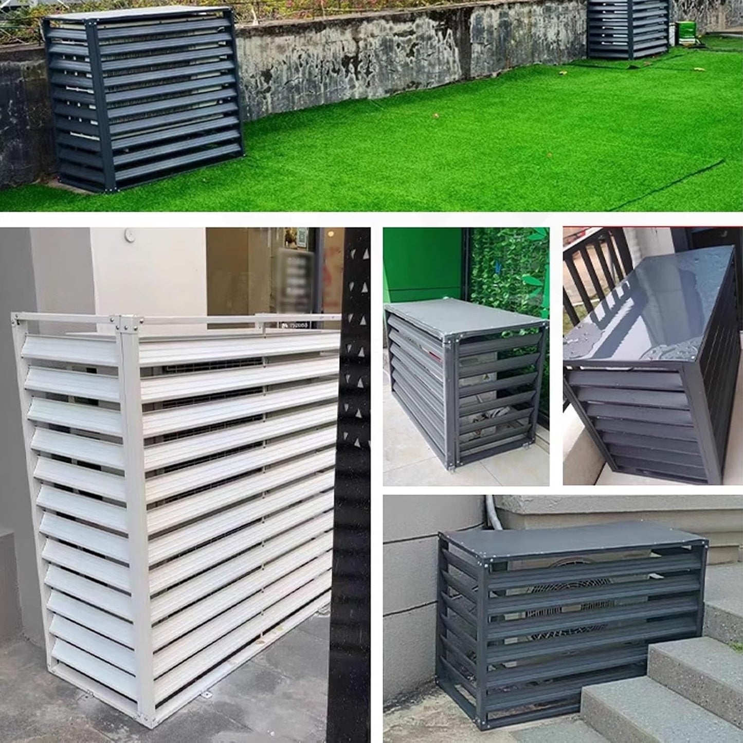 GENERIC Housse En Aluminium Pour Unité De Climatisation - Résistant Aux Intempéries - Pour Pompe à Chaleur - Réduction Du Bruit - Gris - 100 X 50 X 70 Cm - Protection Pour Climatiseurs Et Unités Extérieures