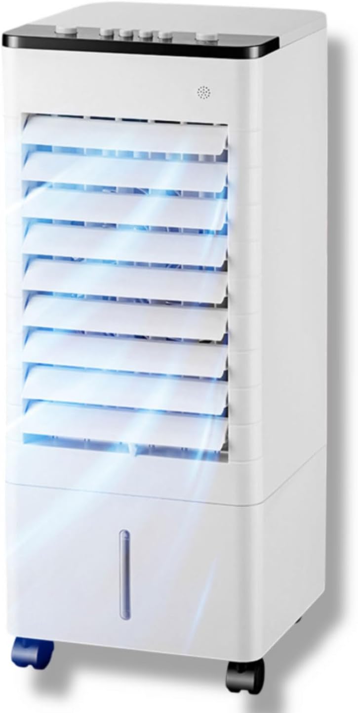 GENERIC Refroidisseur D'air évaporatif Portable Avec Oscillation à 90°, 3 Niveaux De Vitesse, 3 Modes De Fonctionnement, Minuterie De 15 Heures, Réservoir D'eau De 9 Litres Et Télécommande.Idéal Pour Chambre