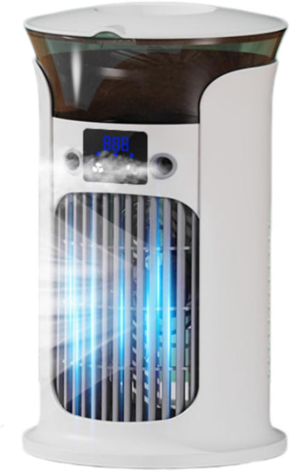  Mini Climatiseur Mobile 880 Ml, Refroidisseur D'Air USB Avec 3 Vitesses, Brumisation Et Éclairage LED, Ventilateur Portable Silencieux Pour Bureau, Chambre, Maison Et Voyage