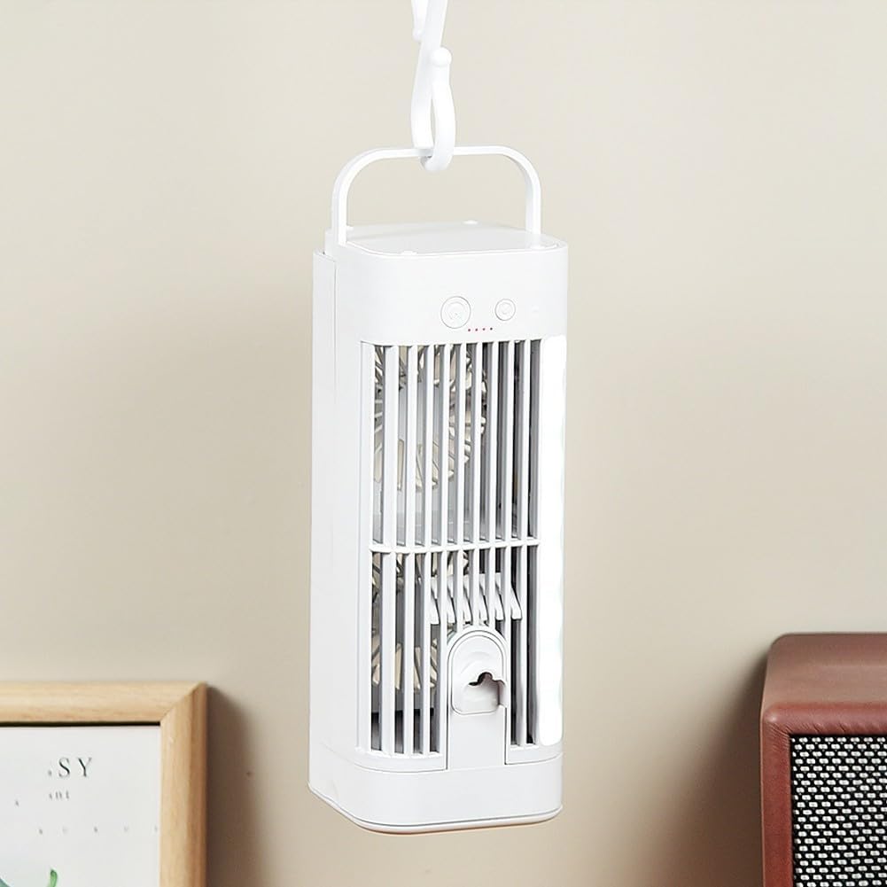  HpLive Refroidisseur D'air Portable - Mini Climatiseur D'été - 3 Vitesses - Ventilateur USB - Pour Bureau, Maison Et Bureau - Blanc - 3600 MAh