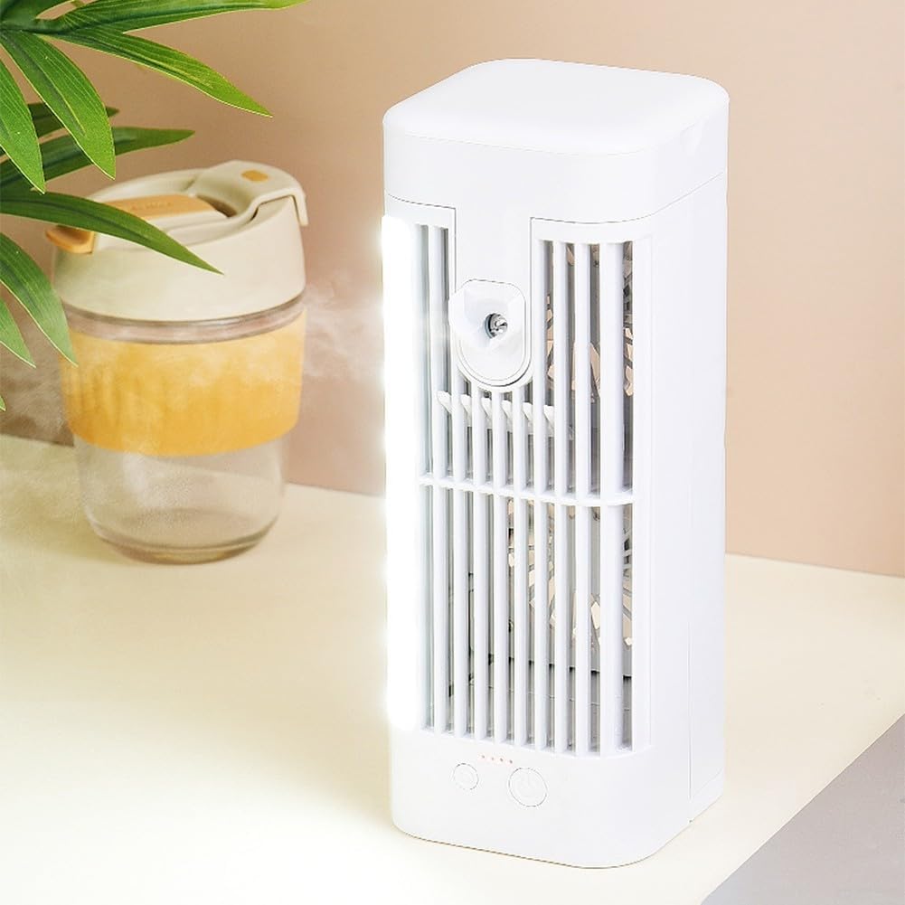  HpLive Refroidisseur D'air Portable - Mini Climatiseur D'été - 3 Vitesses - Ventilateur USB - Pour Bureau, Maison Et Bureau - Blanc - 3600 MAh