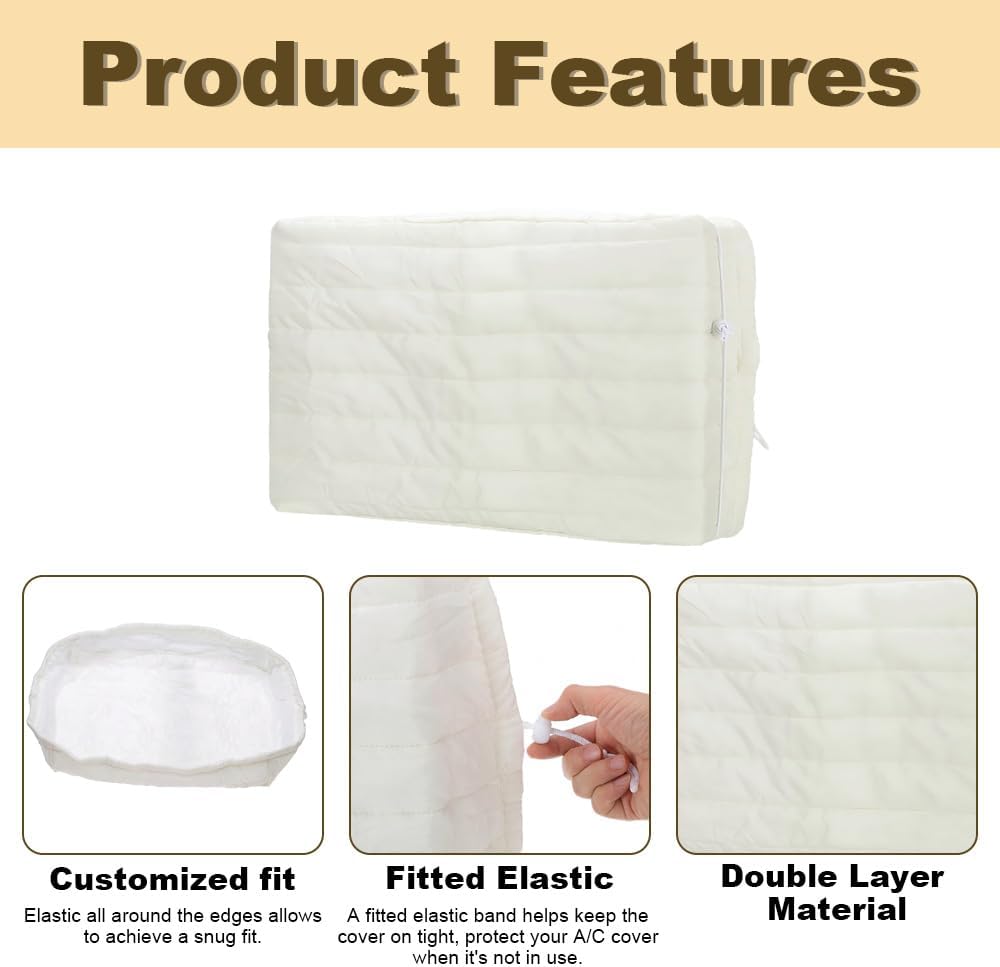 Housse De Fenêtre Pour Climatiseur Intérieur, Housse De Climatiseur Pour Unités Murales, De Climatiseur Couverture Pour Fenêtre Couvercle Poussière Facile à Installer (53,5 X 38,5 X 8,5cm,Beige)