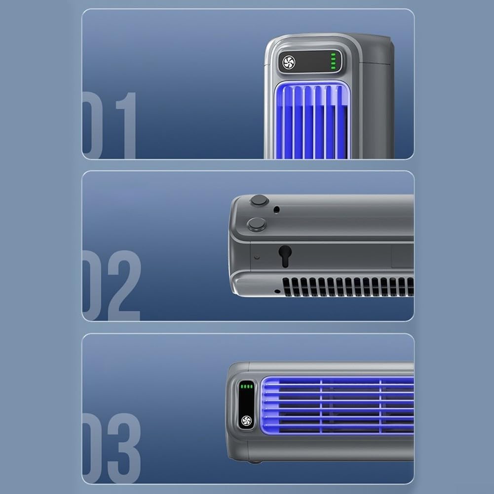  Climatiseur Mobile 2000 MAh Rechargeable Silencieux De Bureau Portable Ventilateur De Refroidissement Mural Mini Unité De Conditionnement A-ir Avec 3 Réglages De Vitesse Pour La Maison Et Le