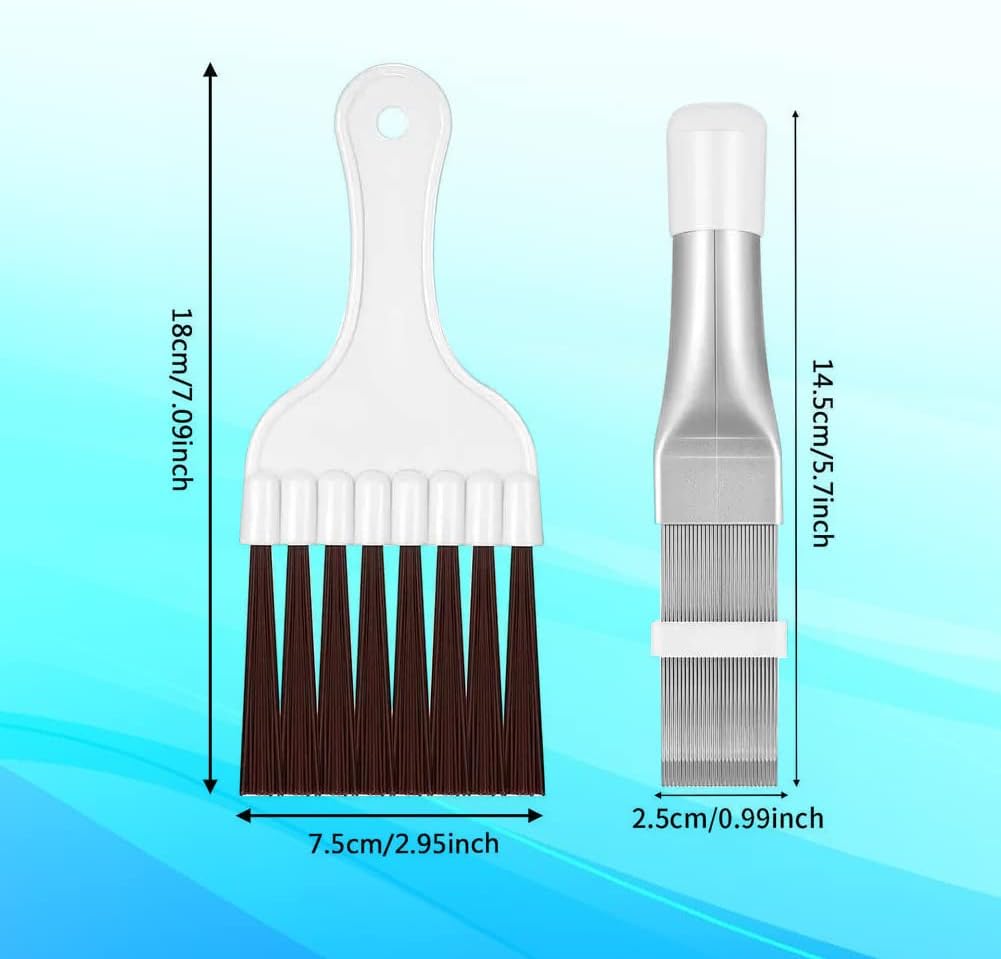  Brosse De Nettoyage Condenseur De Climatiseur,Brosse De Climatiseur,Nettoyage Climatisation Brosse Acier Inoxydable,Peigne à Condensateur Climatiseur,Peigne à Ailettes,2 Pièces