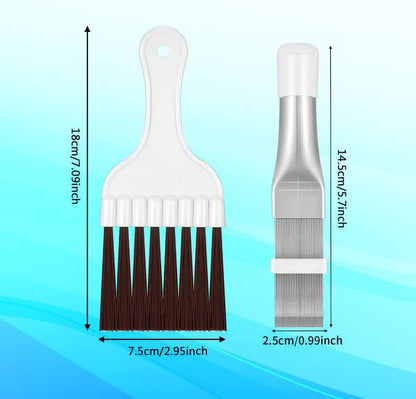  Brosse De Nettoyage Condenseur De Climatiseur,Brosse De Climatiseur,Nettoyage Climatisation Brosse Acier Inoxydable,Peigne à Condensateur Climatiseur,Peigne à Ailettes,2 Pièces