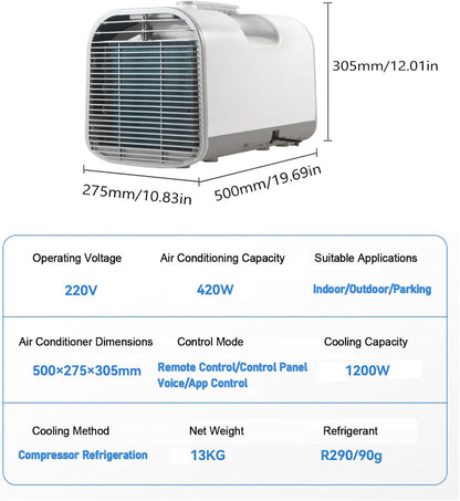  SenhE Climatiseur Sans Unité Extérieure, Technologie De Refroidissement Par Compresseur, 4080Btu 220V 8-13 M² Pour Espaces Intérieurs, Extérieurs Et Véhicules