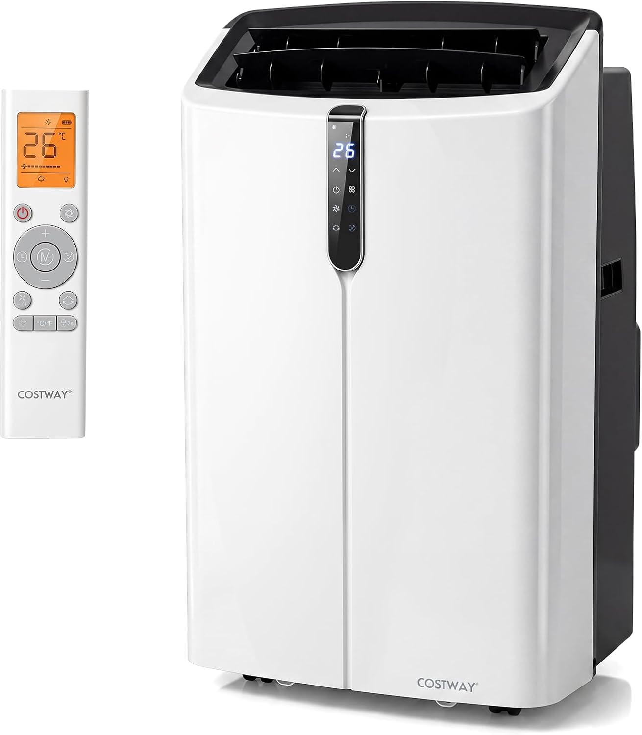  COSTWAY Climatiseur Mobile Silencieux 5 EN 1, Clim 14000BTU Refroidissement Rapide,Chauffage,Ventilateur,Déshumidificateur,Mode Nuit, Climatisation Faible Conso,Wifi