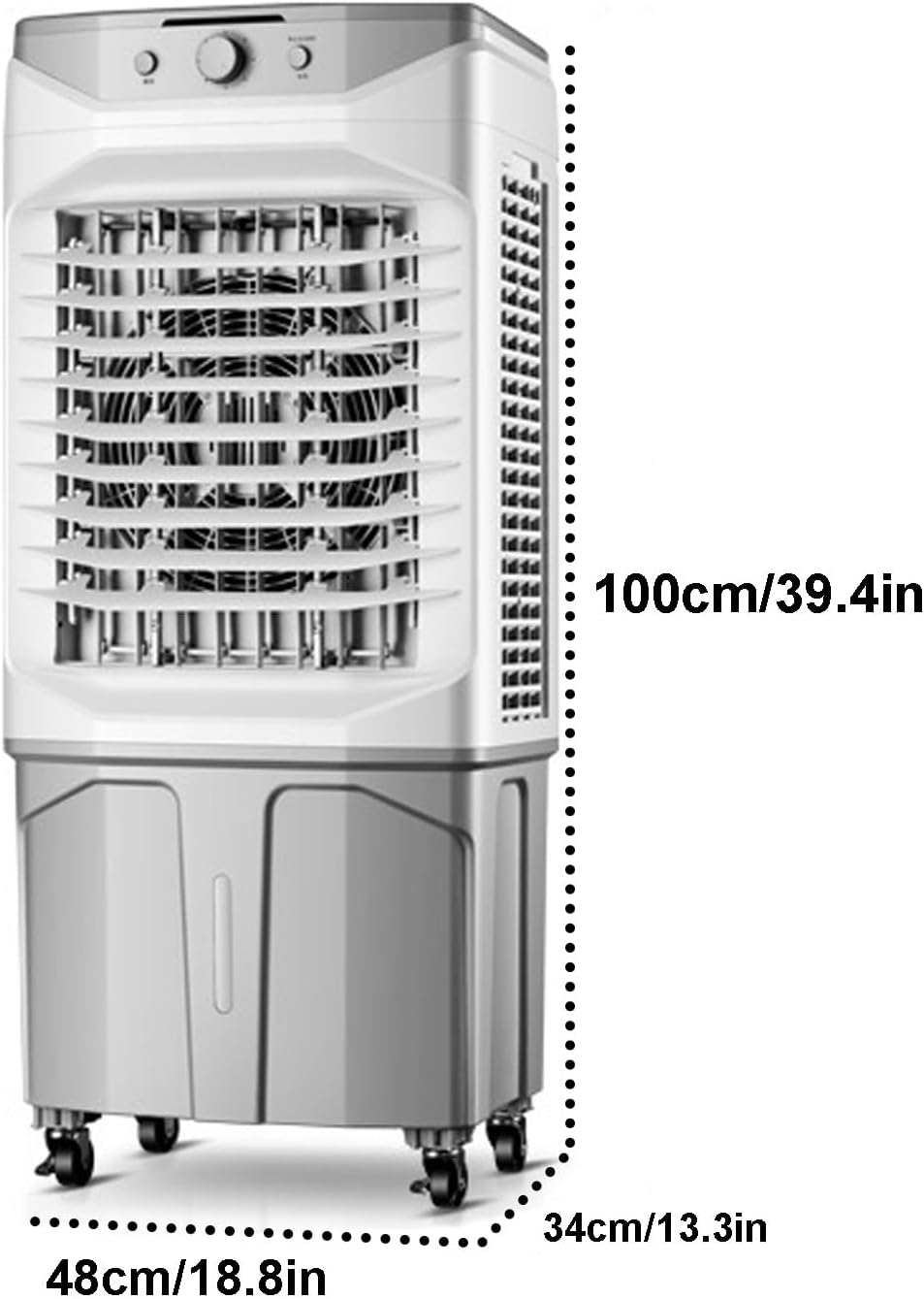  Climatiseur Portable Avec Réservoir D'eau De 35 L, Feuille Pivotante Grand Angle, Roues Universelles Pour Garage, Cour Et Utilisation Commerciale