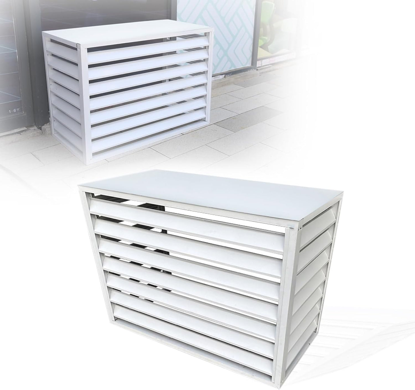 GENERIC Support De Couverture De Climatiseur Extérieur - Garde-corps En Aluminium Résistant Aux Intempéries, Bouclier Décoratif Pour Unités AC (couleur : Blanc, Dimensions : 110 X 60 X 80 Cm)
