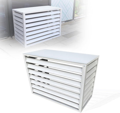 GENERIC Support De Couverture De Climatiseur Extérieur - Garde-corps En Aluminium Résistant Aux Intempéries, Bouclier Décoratif Pour Unités AC (couleur : Blanc, Dimensions : 110 X 60 X 80 Cm)