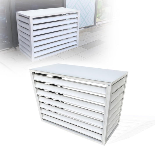 GENERIC Support De Couverture De Climatiseur Extérieur - Garde-corps En Aluminium Résistant Aux Intempéries, Bouclier Décoratif Pour Unités AC (couleur : Blanc, Dimensions : 110 X 60 X 80 Cm)