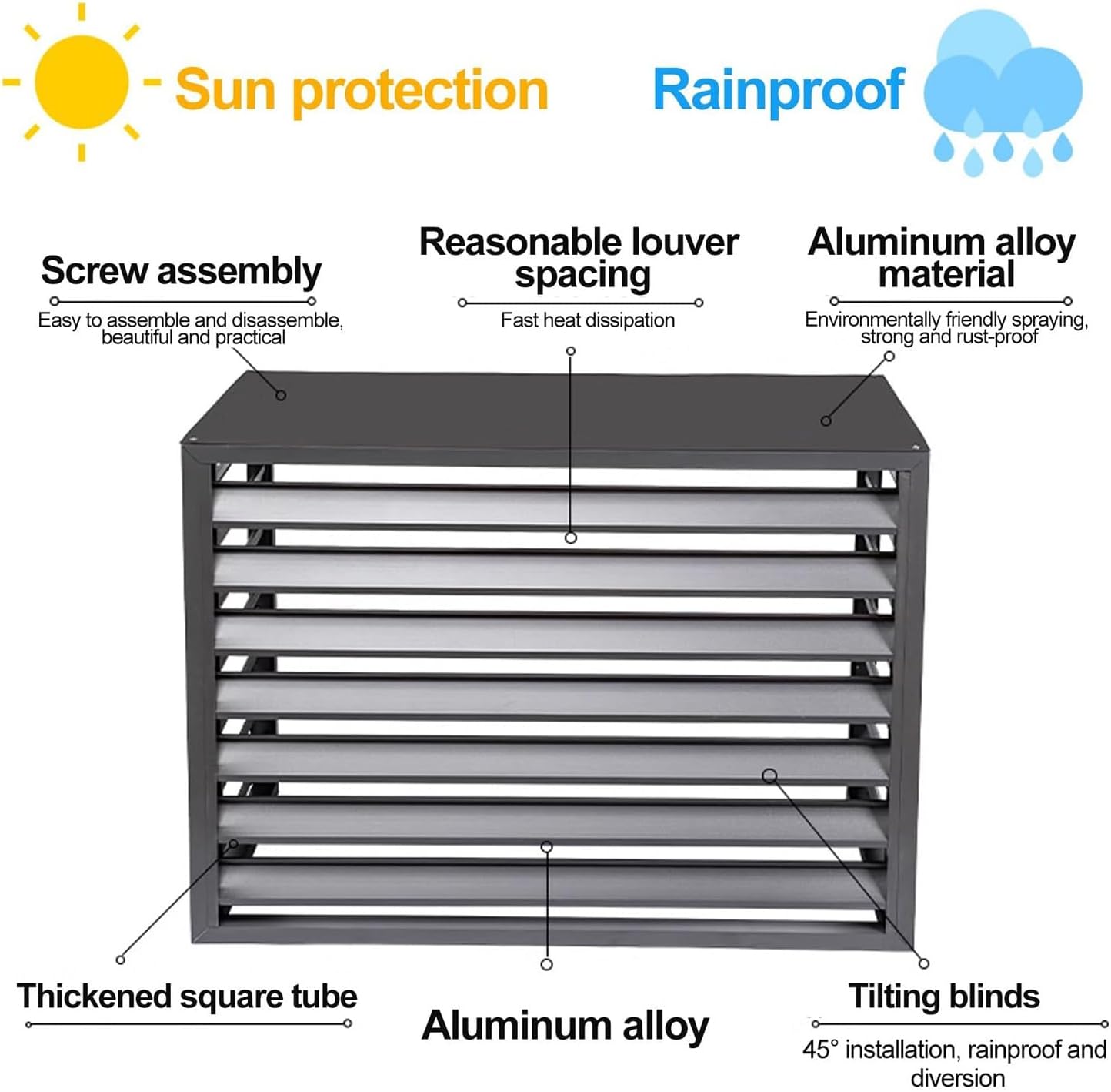 GENERIC Housse De Protection Pour Climatiseur D'extérieur à 4 Panneaux, Boîtier En Aluminium Pour Climatiseur, Pompe à Chaleur, Poubelle Et Support De Fleurs, Résistante Aux Intempéries (marron, 100 X 50 X 70