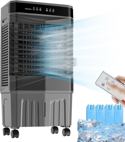 GENERIC Refroidisseur D'air évaporatif à 3 Vitesses Avec Minuterie 12H, Ventilateur De Refroidissement Portable Pour Chambre à Coucher Et Bureau, Dispose D'une Raontisation Automatique, Grand Réservoir D'eau
