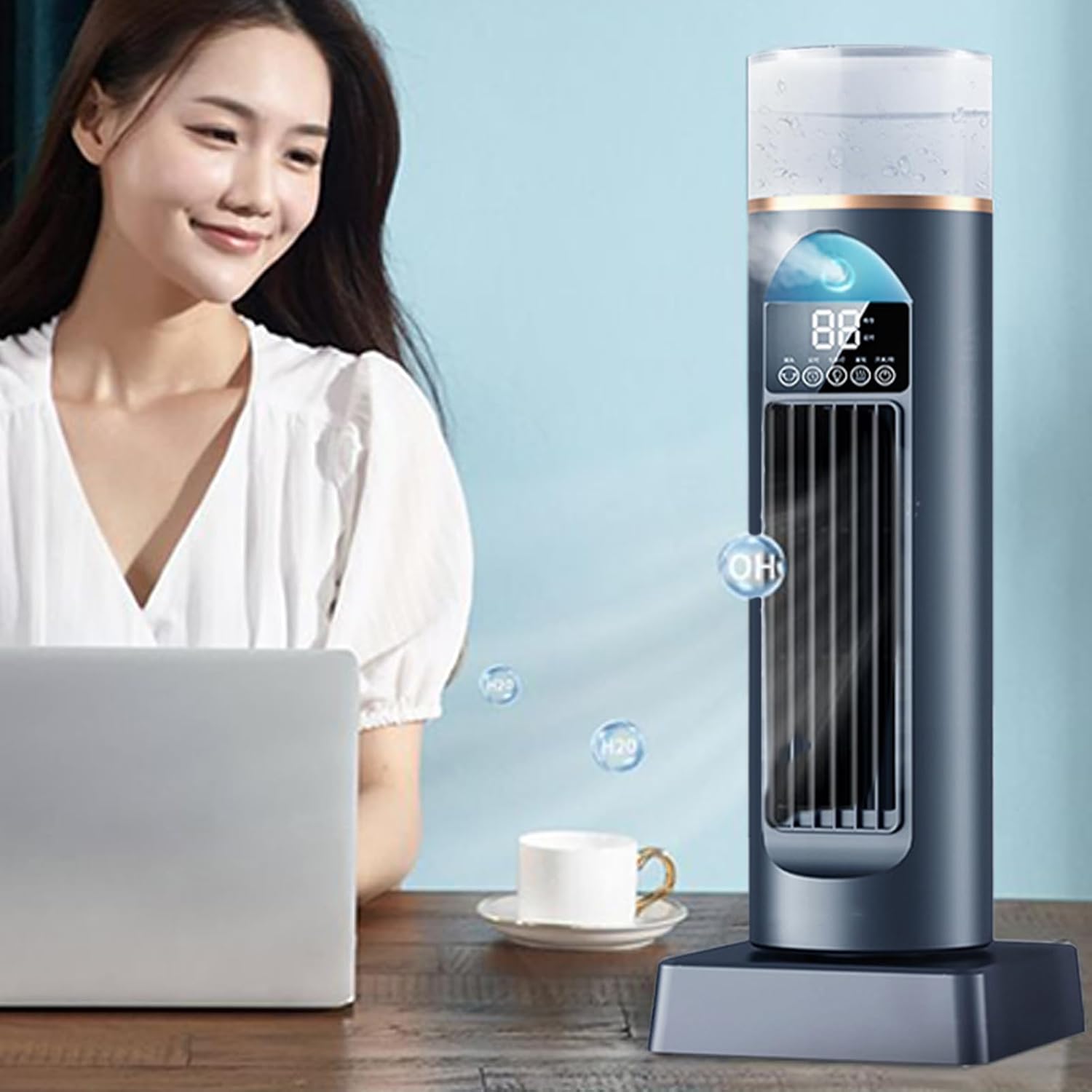  Ventilateur Rafraîchisseur D'Air - Ventilateur Climatiseur Personnel - Vitesses Réglables Portable Pour Maison Chambre Séjour Garage Camping