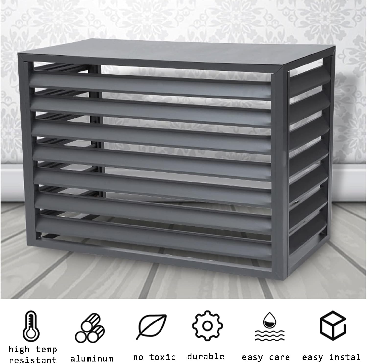 GENERIC Écran De Clôture Pour Climatiseur Extérieur - Couvercle En Alliage D'aluminium Avec Support De Fleurs Et Volets Anti-corrosion - Support De Plante En Métal Pour Unité Extérieure (blanc, Taille : 2-3P)
