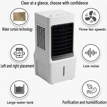 GENERIC Refroidisseur évaporatif Portable Avec Réservoir De 12L, Humidificateur Silencieux Avec 60° Pivotant, Climatisation à économie D'énergie Pour Chambres Et Bureau, Refroidissement Sans Tube