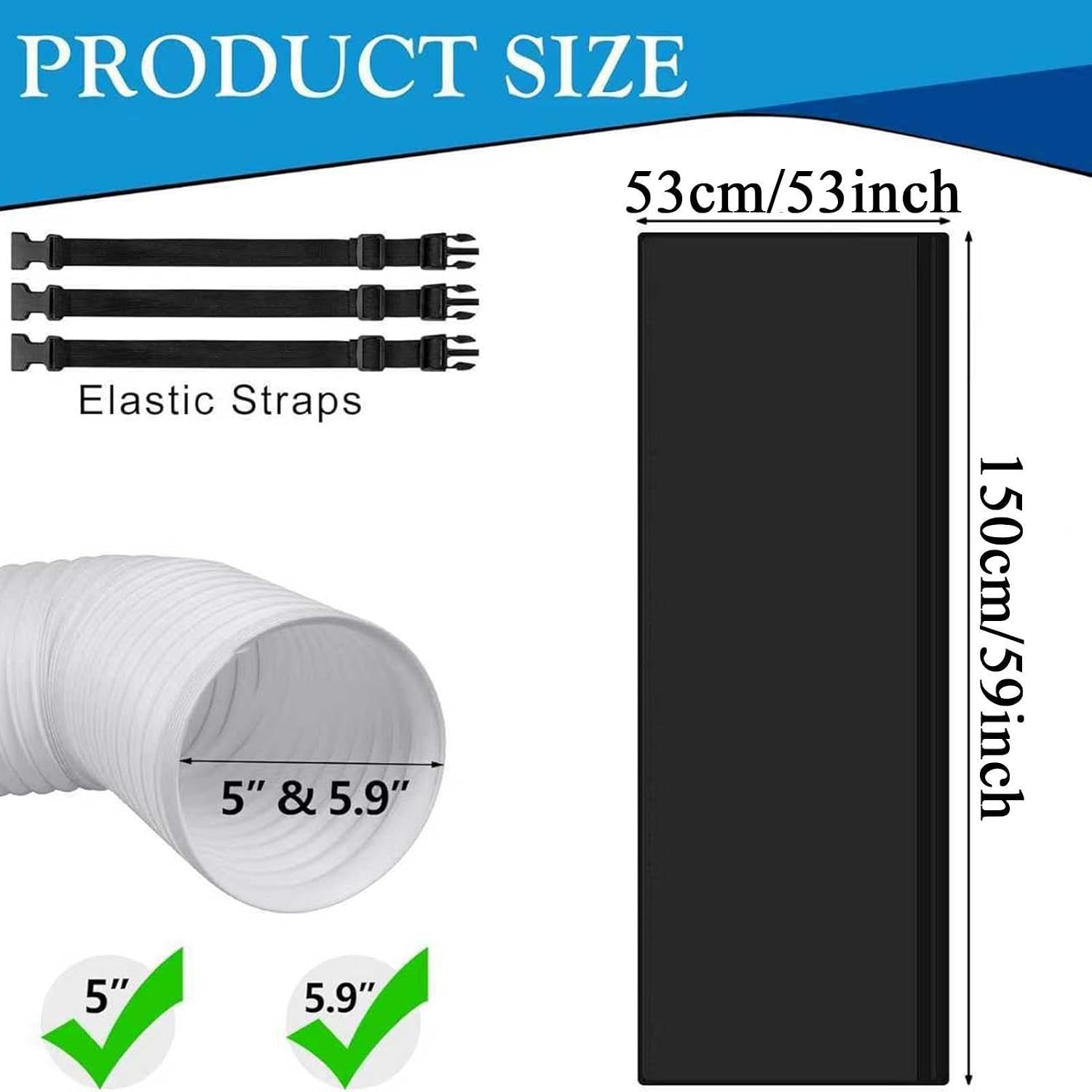  Gaine Isolante Thermique Pour Tuyau Climatiseur Portable, Installation Rapide Sans Outils, Anti-UV, Réduit Perte D'Énergie, Lavable Pour Maison, Bureau, Garage, Idéal Pour, 5/5,9 Pouces