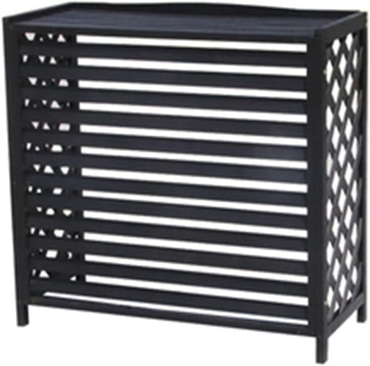 GENERIC Housse De Climatiseur En Bois Massif Et Support De Fleurs Noir Avec Stores – Coque élégante De Climatisation Pour Décoration D'intérieur Et Fonctionnalité 80 X 32 X 70 Cm