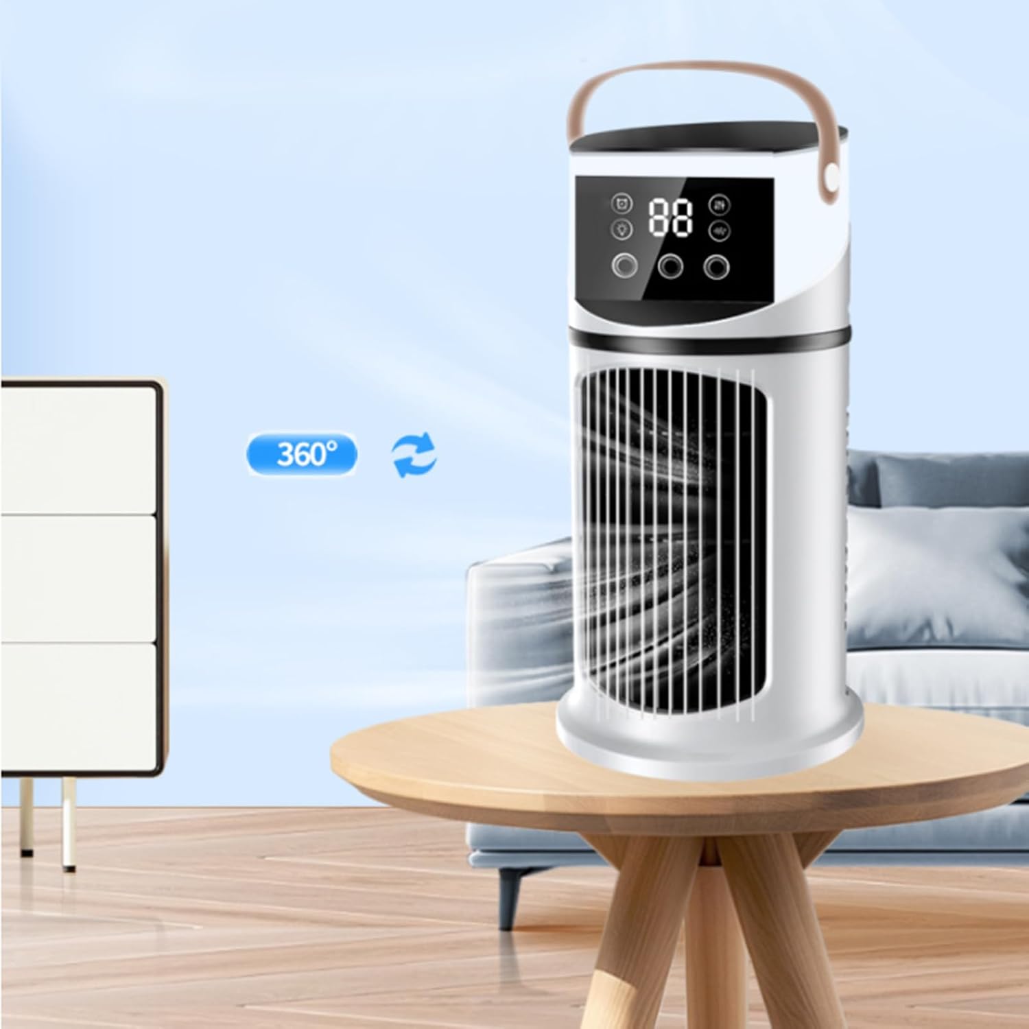  Climatiseur Ventilateur,Climatiseur Mobile Pour Intérieur - Réglable Avec Éclairage LED Pour Chambre Bureau Dortoir Sommeil Et Travail