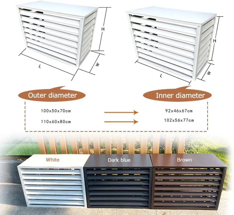 GENERIC Support De Couverture De Climatiseur Extérieur - Garde-corps En Aluminium Résistant Aux Intempéries, Bouclier Décoratif Pour Unités AC (couleur : Blanc, Dimensions : 110 X 60 X 80 Cm)