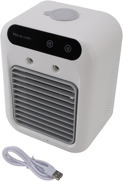  SUNGOOYUE Climatiseur Portable, Mini Ventilateur AC ABS Avec Batterie Rechargeable De 1200 MAh, Réservoir De 500 Ml, Chargement USB, Refroidisseur Personnel Silencieux Pour La Maison, Le Bureau, La