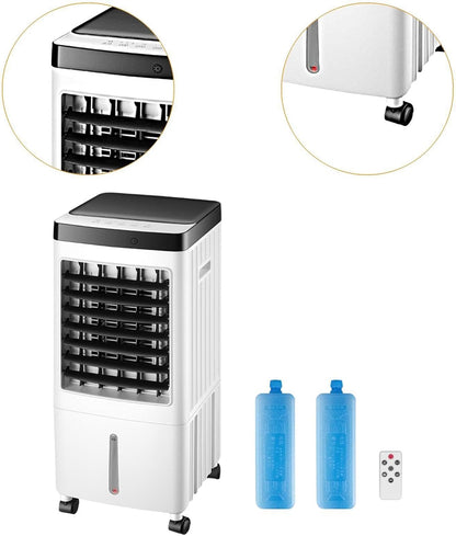 GENERIC Refroidisseur D'air Portable Avec Humidificateur, Ventilateur D'évaporation à 3 Vitesses Pour Le Bureau à Domicile, Minuterie De Télécommande, Dispositif De Refroidissement Silencieux Avec Roues Et Bo