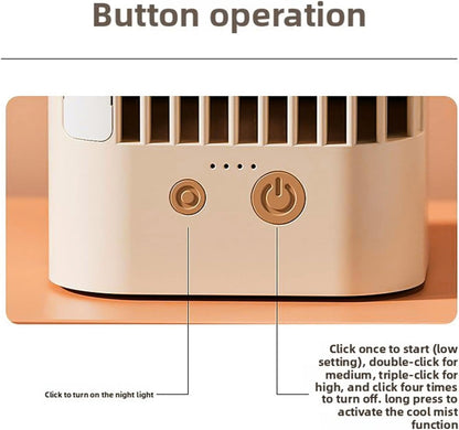  Mini Ventilateur De Climatiseur USB, Refroidisseur AC Portable Avec Glacière Et Ventilateur à Brume Silencieux à 3 Vitesses Avec Veilleuse Pour Bureau, Dortoir, Refroidissement
