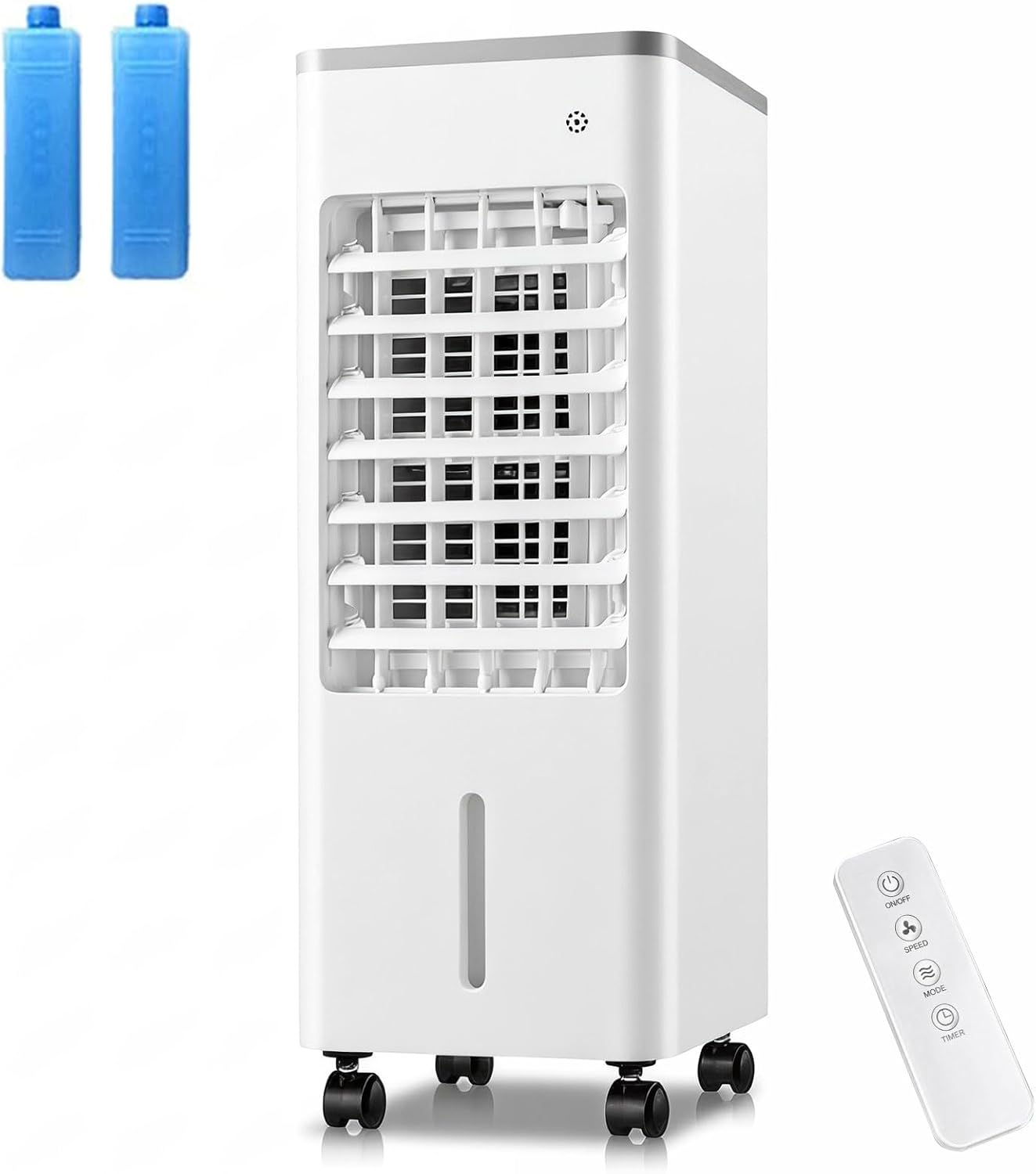 GENERIC Climatiseur Portable 3-en-1, Rafraîchisseur D’Air Évaporatif De 6L Avec Écran LED Et Oscillation à 90°, 3 Vitesses De Ventilation Réglables Et Minuterie De 7,5H, Ventilateur à Air Froid Pour Ma Black