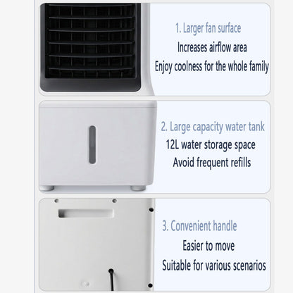 GENERIC Refroidisseur évaporatif Portable Avec Réservoir De 12L, Humidificateur Silencieux Avec 60° Pivotant, Climatisation à économie D'énergie Pour Chambres Et Bureau, Refroidissement Sans Tube
