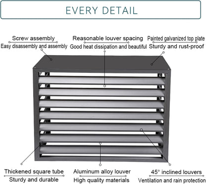  Housse De Protection étanche Et Robuste Pour Climatiseurs Split, Protection En Aluminium Toutes Saisons Pour Climatiseurs Extérieurs, Marron, 4 Côtés, écran De Confidenti