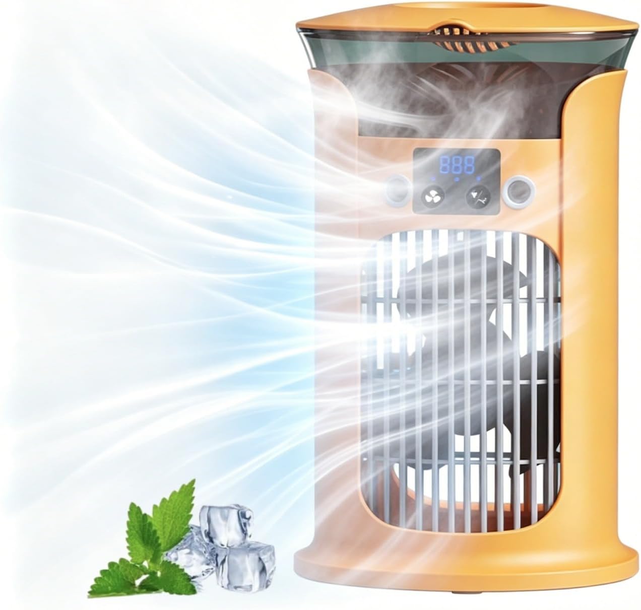  Mini Climatiseur Mobile 880 Ml, Refroidisseur D'Air USB Avec 3 Vitesses, Brumisation Et Éclairage LED, Ventilateur Portable Silencieux Pour Bureau, Chambre, Maison Et Voyage