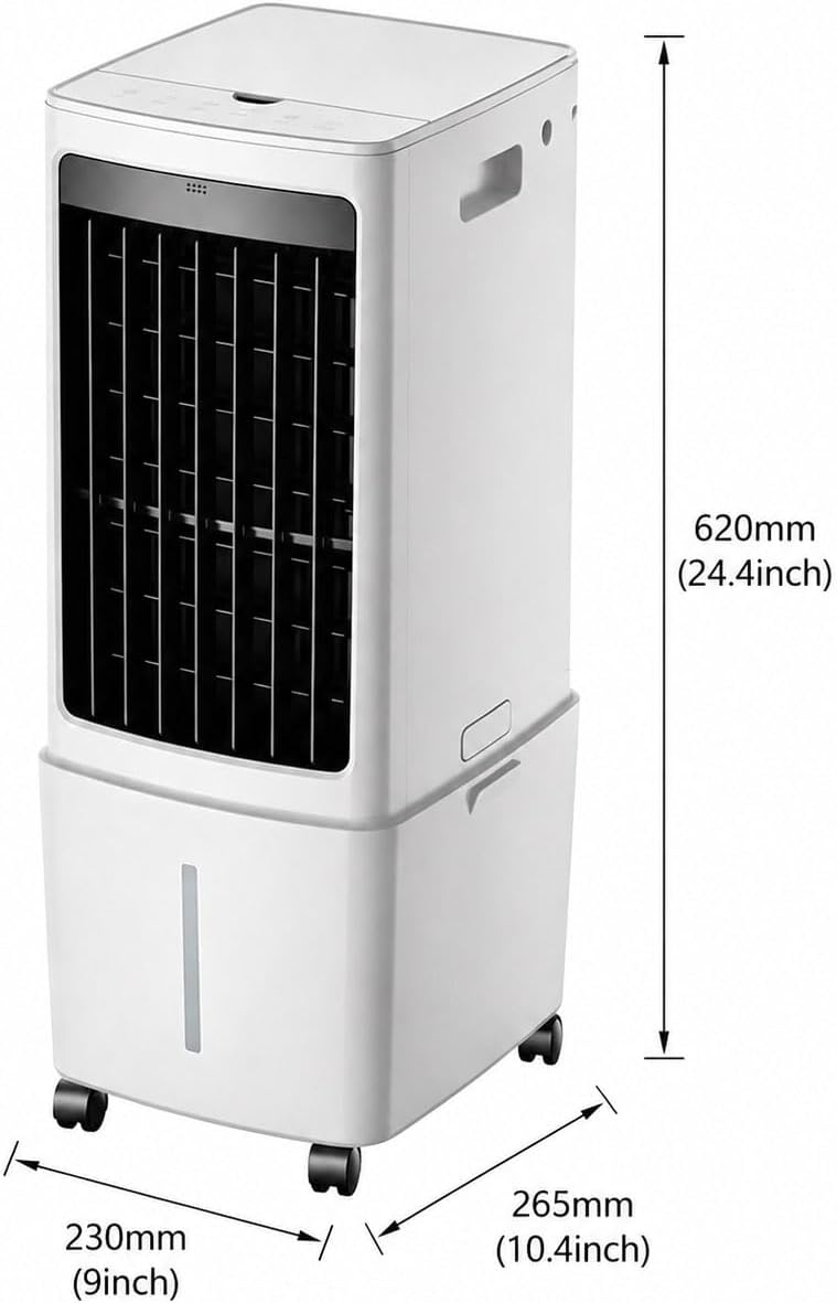  Refroidisseur D'air évaporatif, Ventilateur De Refroidissement De Réservoir D'eau Amovible De 12L Avec Minuterie 7.5H, Unité De Climatisation à Télécommande Approprié Pour Le Salon, Garage, Chambre à