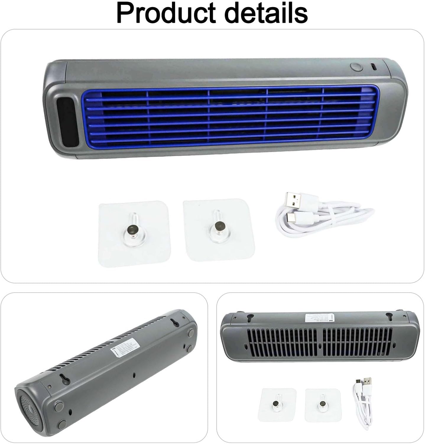 Ventilateur De Climatiseur Portable Avec Câble 3 Vitesses De Vent Pour La Maison, Le Bureau, La Chambre à Coucher (noir)