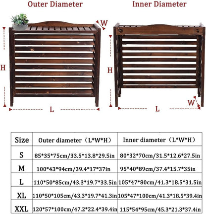 GENERIC Housse De Climatiseur En Bois Massif Et Support De Fleurs Noir Avec Stores – Coque élégante De Climatisation Pour Décoration D'intérieur Et Fonctionnalité 80 X 32 X 70 Cm