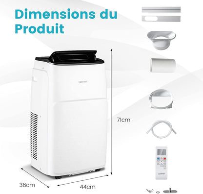  COSTWAY Climatiseur Mobile Silencieux 5 EN 1, Clim 14000BTU Refroidissement Rapide,Chauffage,Ventilateur,Déshumidificateur,Mode Nuit, Climatisation Faible Conso,Wifi