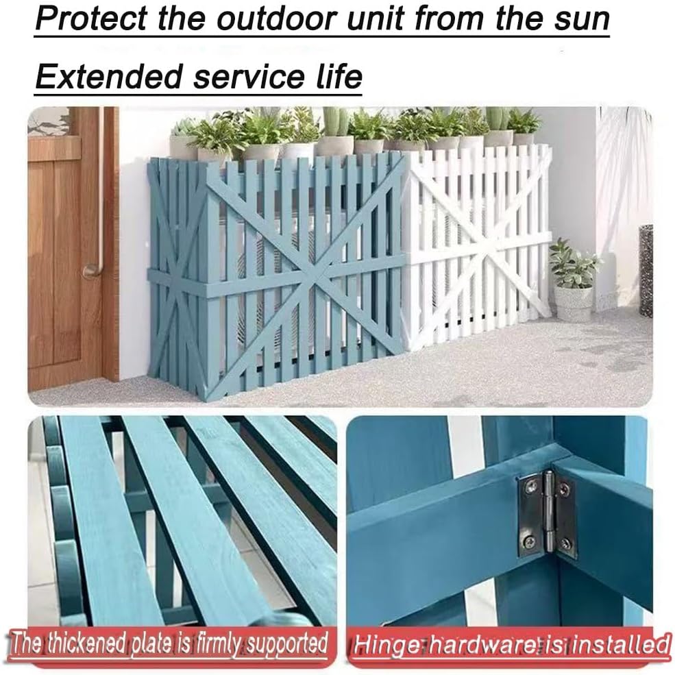 GENERIC Housse De Climatiseur D'extérieur Multifonction En Bois Pour Fleurs, Facile à Installer, Protection Contre La Pompe à Chaleur, Gris, 120 X 60 X 105 Cm, Design Durable Et Résistant Aux Intempéries