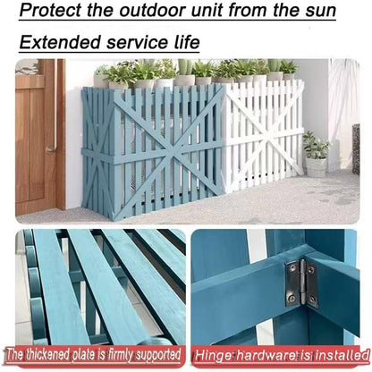 GENERIC Housse De Climatiseur D'extérieur Multifonction En Bois Pour Fleurs, Facile à Installer, Protection Contre La Pompe à Chaleur, Gris, 120 X 60 X 105 Cm, Design Durable Et Résistant Aux Intempéries