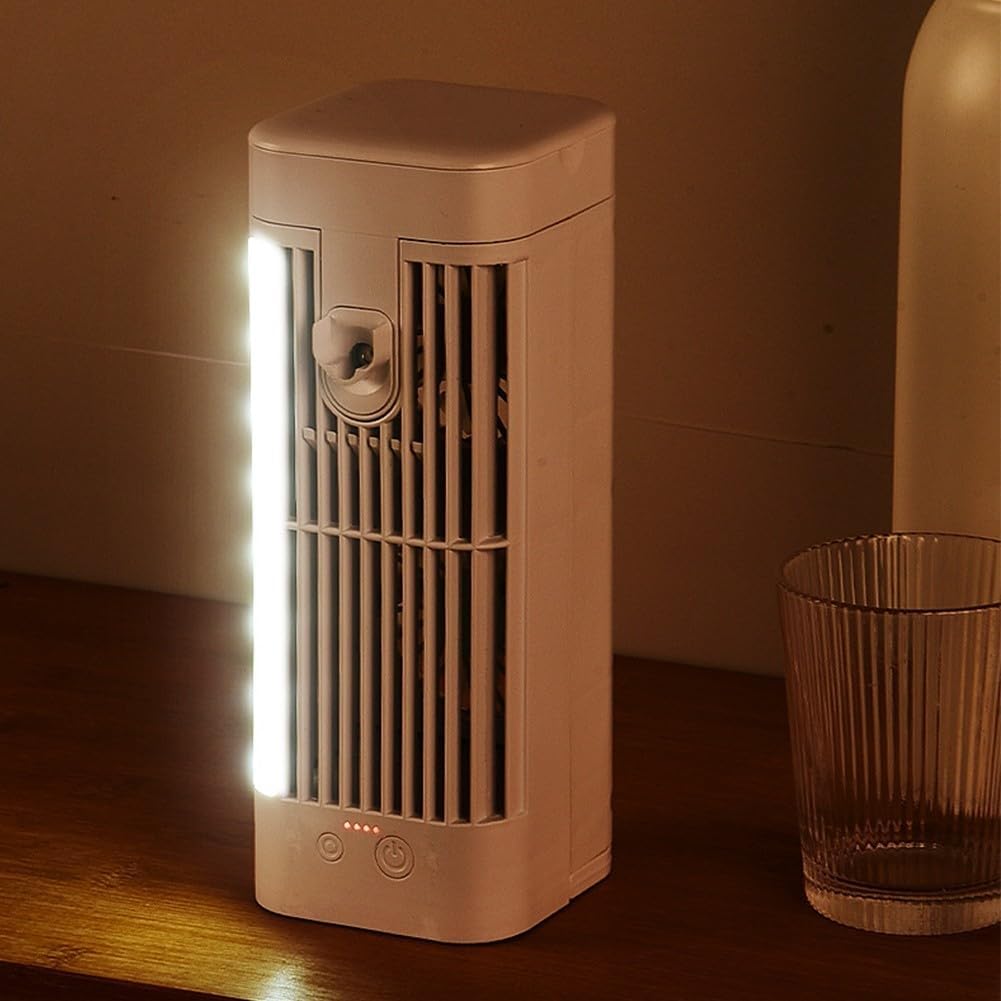  HpLive Refroidisseur D'air Portable - Mini Climatiseur D'été - 3 Vitesses - Ventilateur USB - Pour Bureau, Maison Et Bureau - Blanc - 3600 MAh