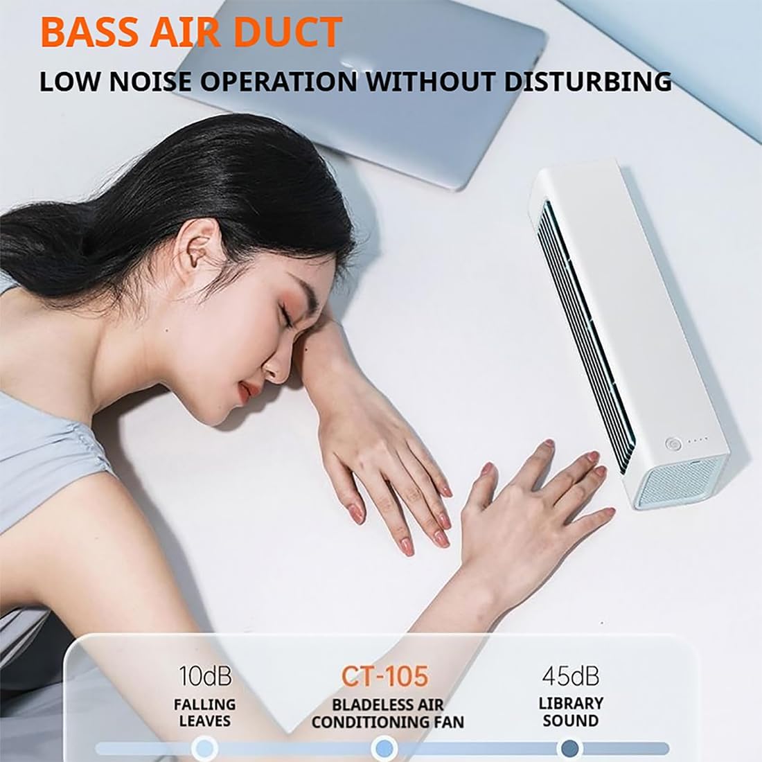  Climatiseur Portable Breeza Pro 2.0 Original, Climatiseur, Installation Sans Perçage, 3 Vitesses, Ultra Silencieux Et Écoénergétique, Pour Chambre, Bureau (Blanc,Rechargeable)
