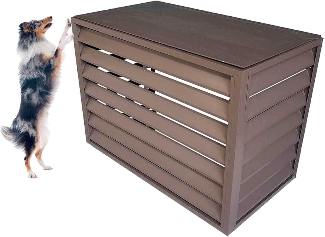 GENERIC Housse De Protection En Aluminium Pour Climatiseur Extérieur - Marron - 110 X 60 X 80 Cm - Résistant Aux Intempéries Et Durable