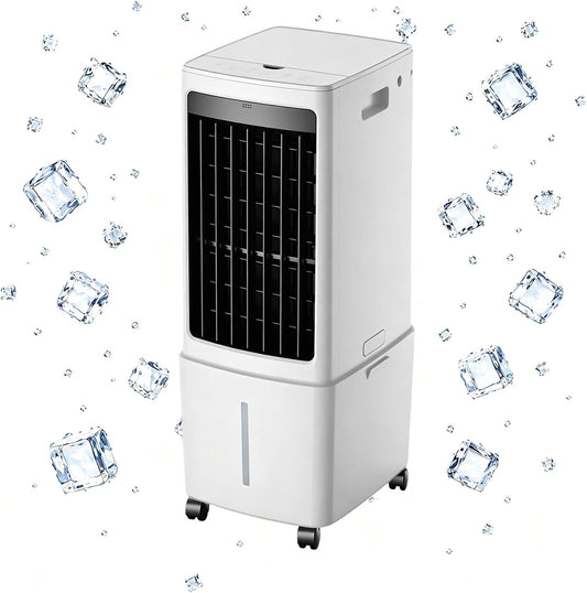 Refroidisseur D'air évaporatif, Ventilateur De Refroidissement De Réservoir D'eau Amovible De 12L Avec Minuterie 7.5H, Unité De Climatisation à Télécommande Approprié Pour Le Salon, Garage, Chambre à