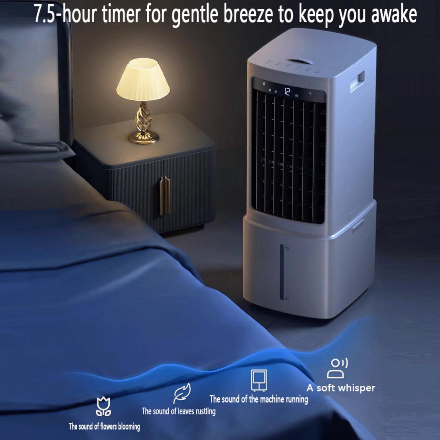  Climatiseur Portable Sans Fenêtre Swamp Cooler Avec Oscillation à 120°, Rafraîchisseur D'air évaporatif, Télécommande, Minuterie 7,5 H, Réservoir D'eau Amovible De 12 L, Ventilateur De Refro
