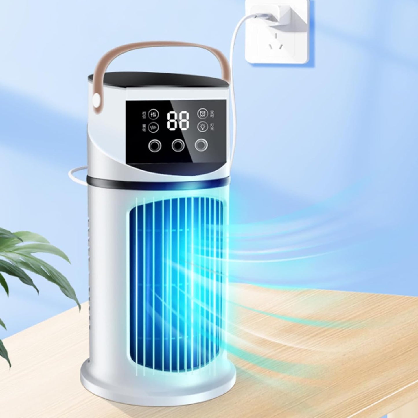  Climatiseur Ventilateur,Climatiseur Mobile Pour Intérieur - Réglable Avec Éclairage LED Pour Chambre Bureau Dortoir Sommeil Et Travail