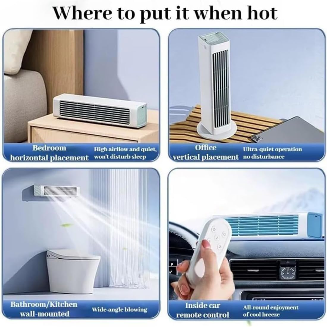  Climatiseur Portable Breeza Pro 2.0 Original, Climatiseur, Installation Sans Perçage, 3 Vitesses, Ultra Silencieux Et Écoénergétique, Pour Chambre, Bureau (Blanc,Rechargeable)